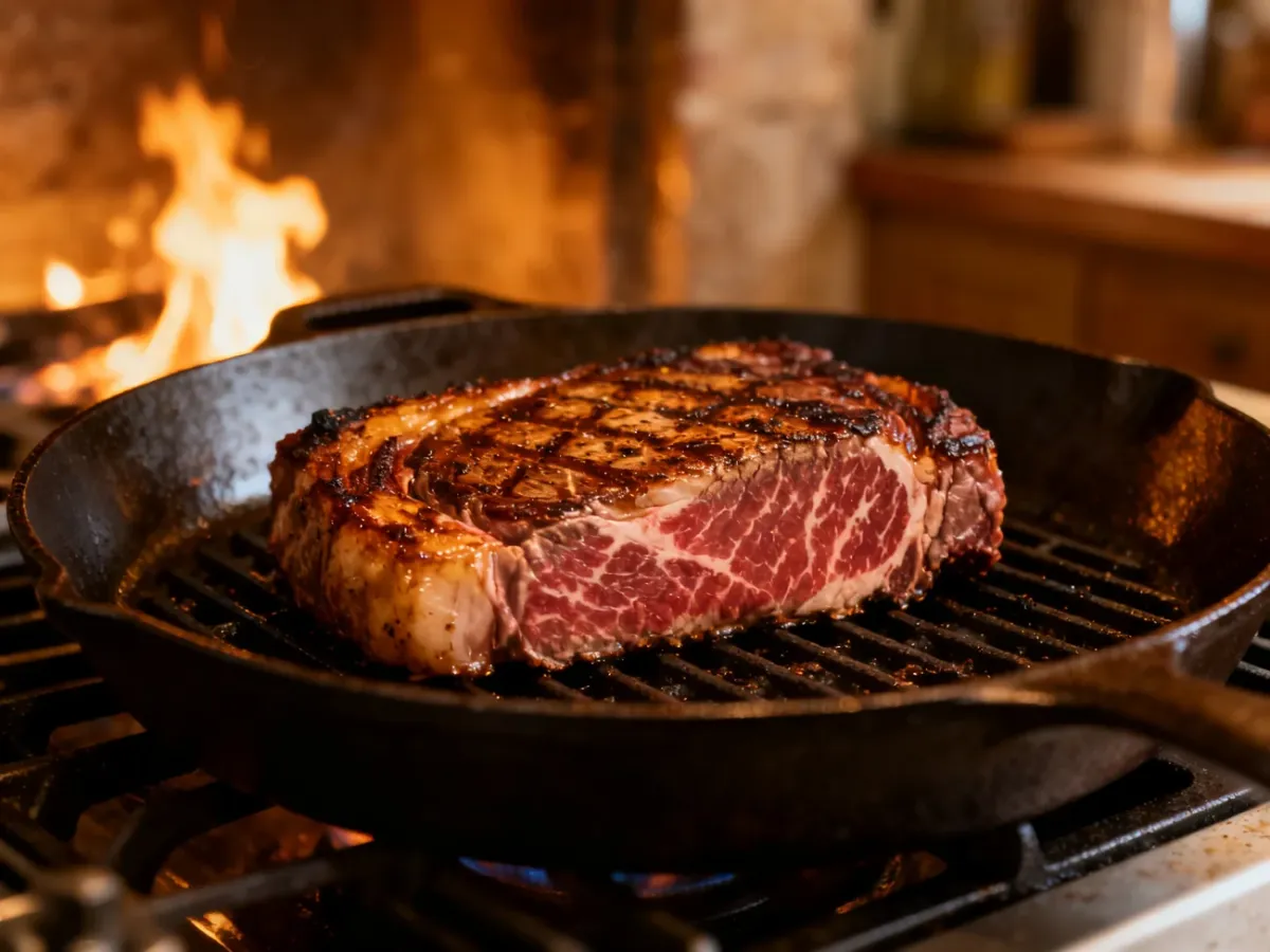 Soczysty, mocno marmurkowy Denver Steak z grillowaną powierzchnią