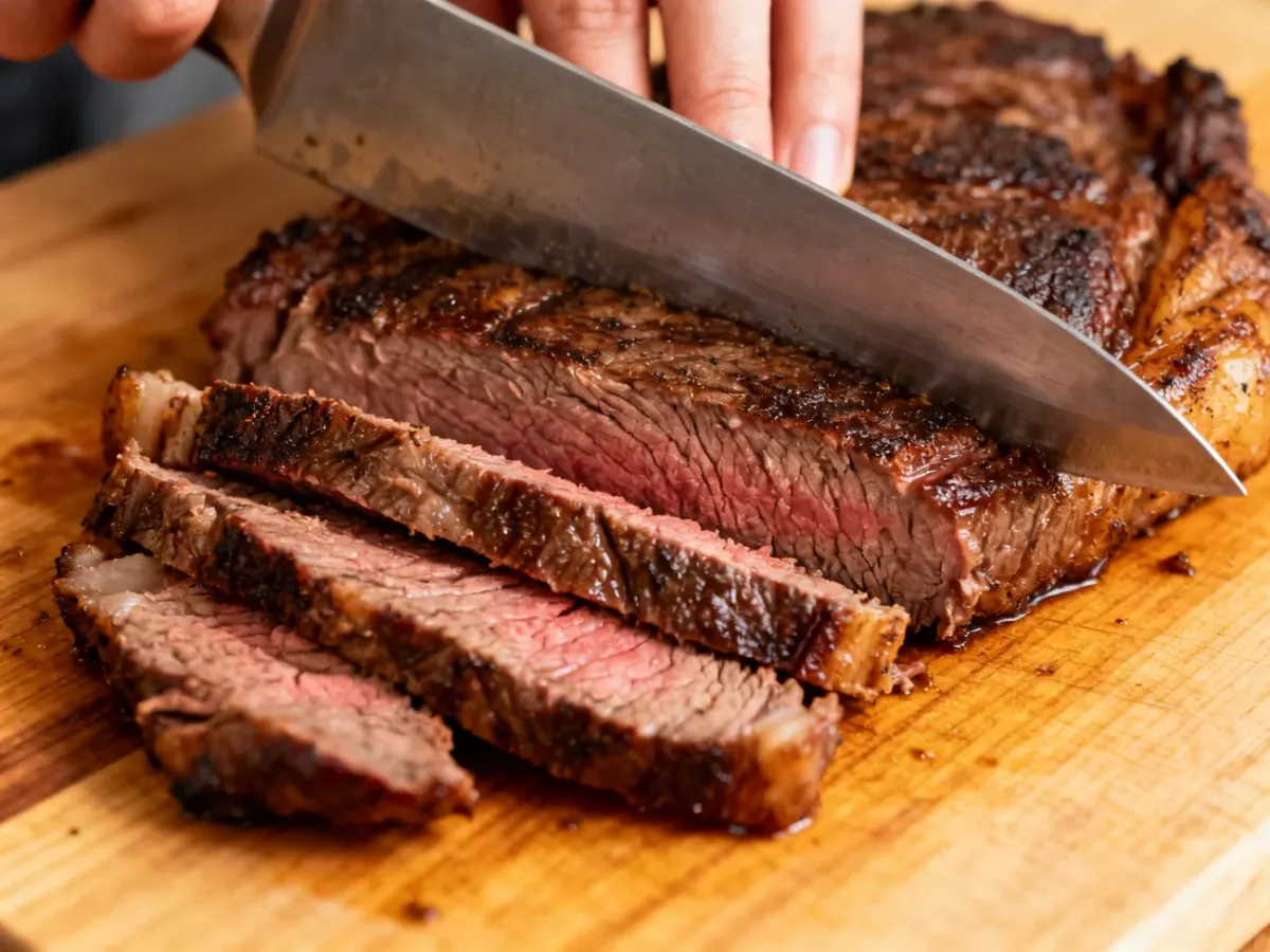 Krojenie steka flank w poprzek włókien
