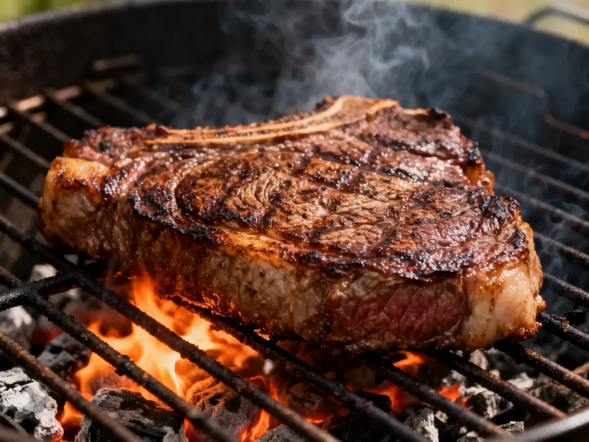 Stek grillowany na ruszcie z wydzieloną strefą bezpośredniego i pośredniego ciepła