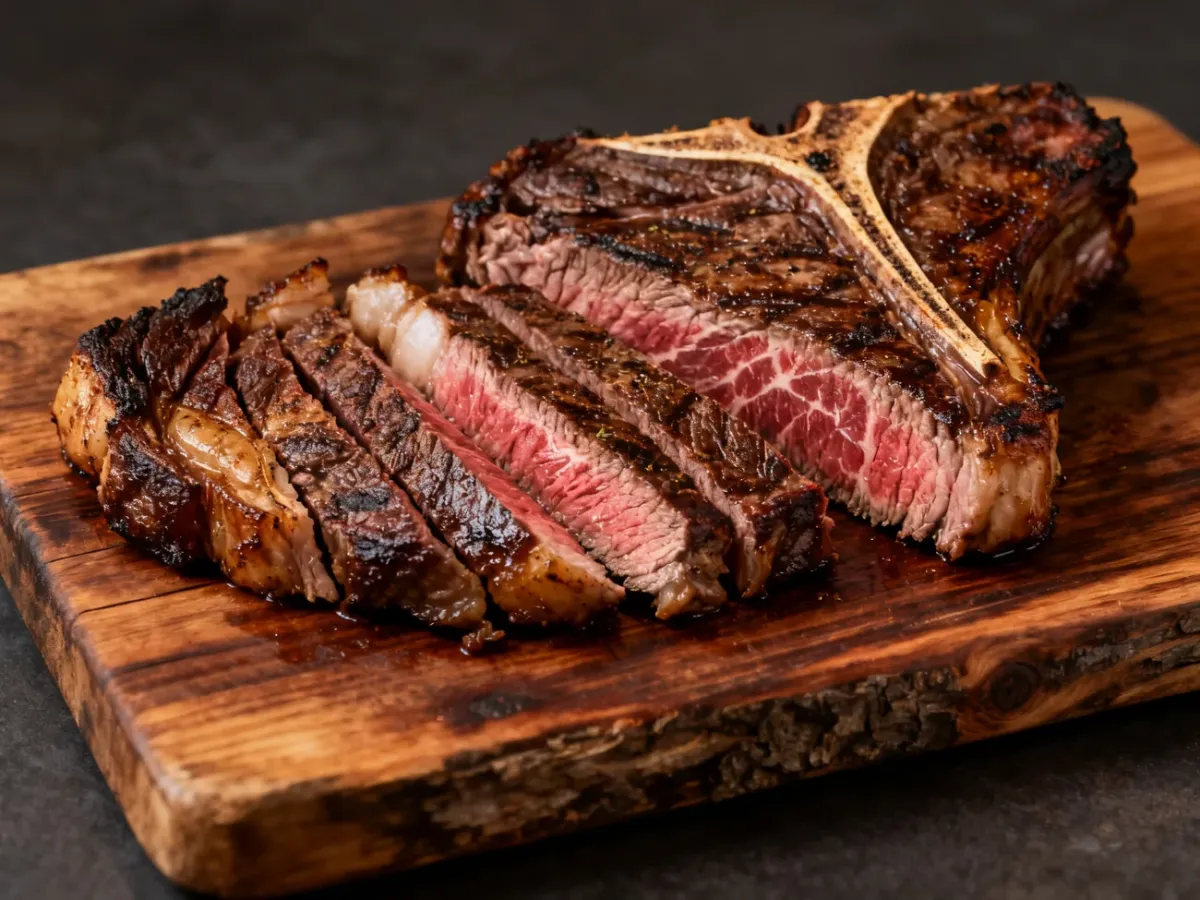 Grillowane steki T-Bone i Porterhouse z widoczną kością oraz rumianą skórką