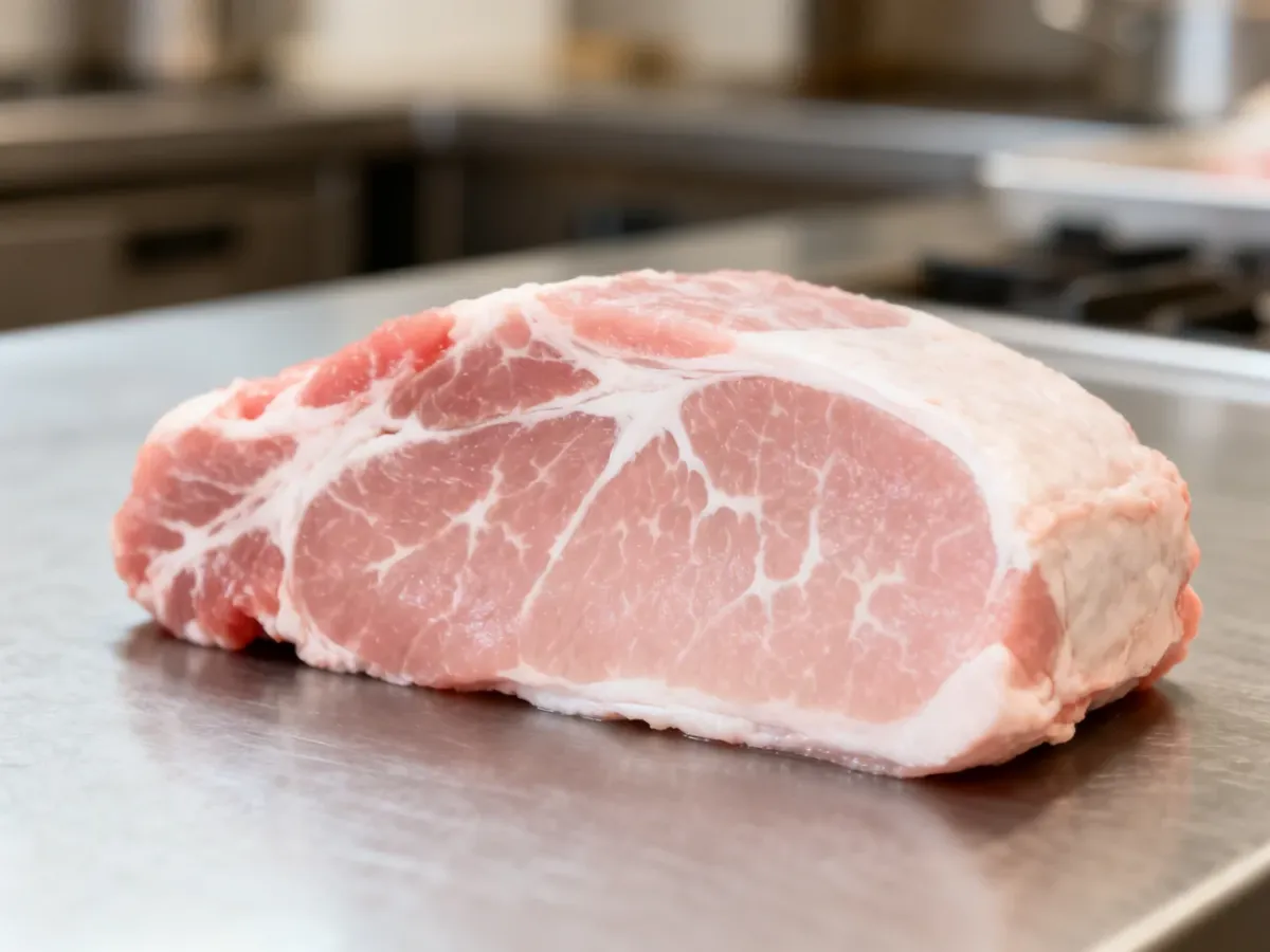 Świeży kawałek wieprzowiny z delikatną marmurkowatością